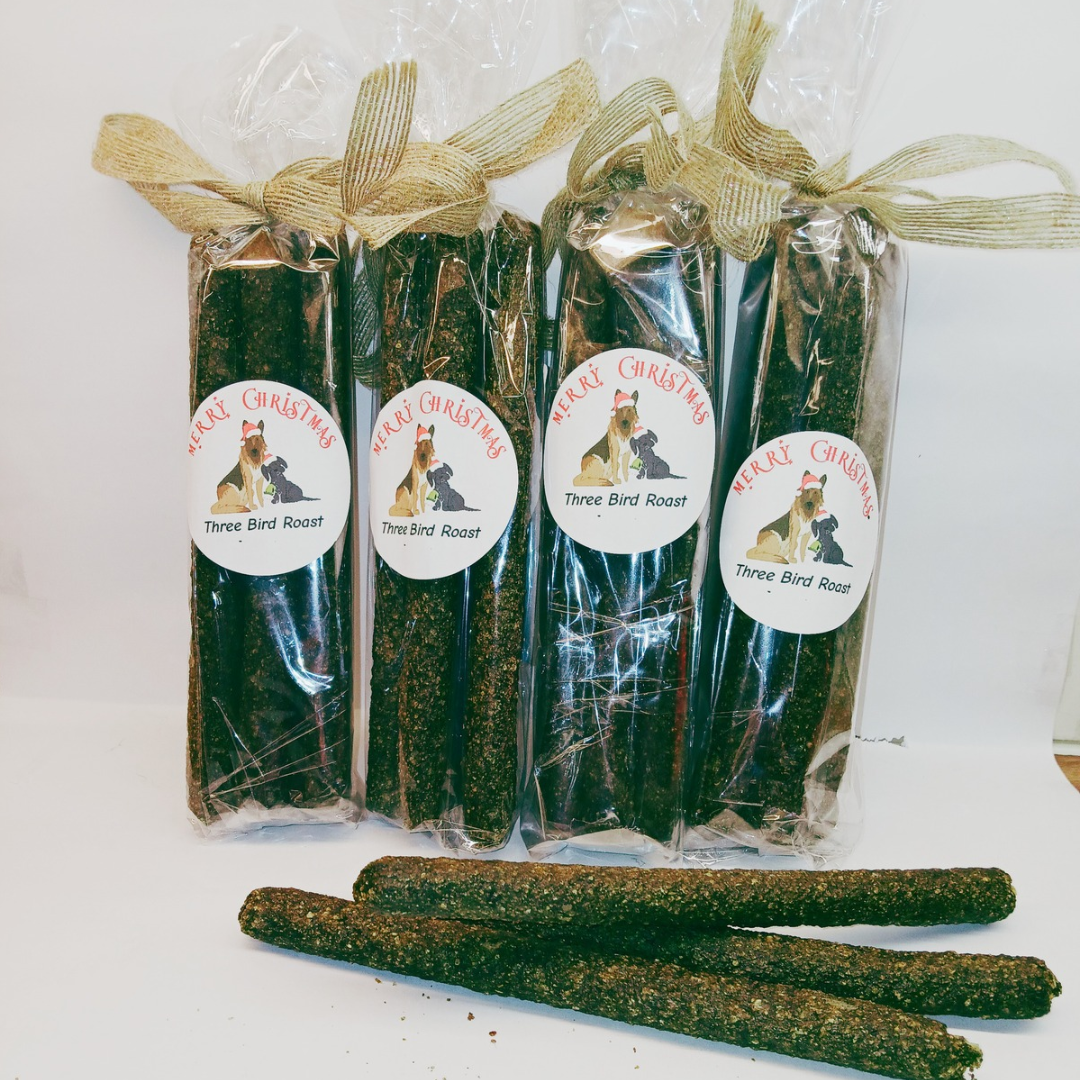 Christmas Three Bird Roast Sticks Dog Treat Gift Bag – Pack of 5